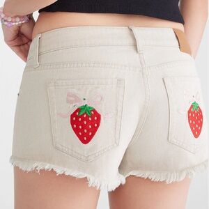 Aeropostale Vintage Low-Rise Denim Shorty Shorts